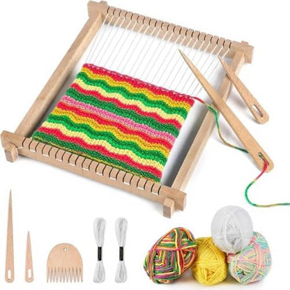 adorbox Weaving Loom, Wooden Weaving Loom for Kids Adults, 9x11inch Handmade Knitting Loom for Beginners Adults Kids with Yarn Rods Combs Shuttles Rubber Bands and Instructions by adorbox