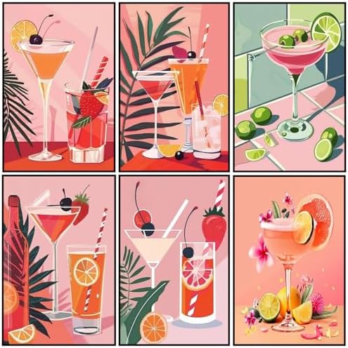 Mosaflare 6 Cocktail Pack Painting by Numbers Kit for Beginner 8X12 inch by Mosaflare