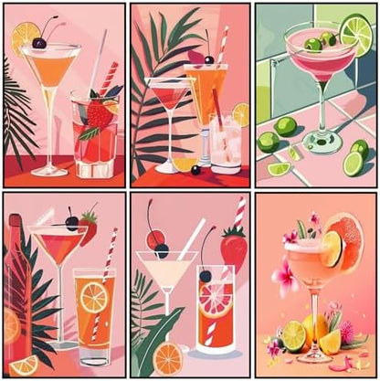 Mosaflare 6 Cocktail Pack Painting by Numbers Kit for Beginner 8X12 inch by Mosaflare