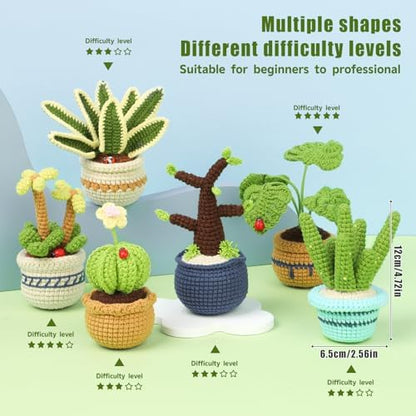 Hssugi Crochet Kit for Beginners, 6PCS Succulents Plants Crochet Kits - Image 6