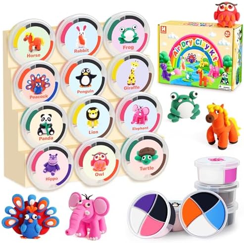 Helsort Air Dry Clay Kit for Kids, 12 Animals Modeling Clay Set, Kids Craft by Unknown