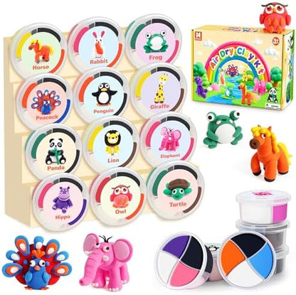 Helsort Air Dry Clay Kit for Kids, 12 Animals Modeling Clay Set, Kids Craft by Unknown