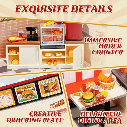 Super Creator-Mini Blocks Model Building Set for Adults, Miniature Plastic House Kit Super Store-Building Blocks Toys for Teens 8-12, DIY Crafts/Hobbies for Teens&Adults (Yum Yum Burgers) - Image 3