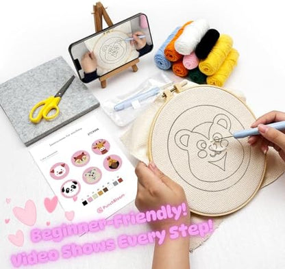 Punch Needle Coaster Kit for Adults Beginners, Easy Punch Embroidery Starter Set with Instructions – Fun Mug Rug Making Kit for Table Decor & Festival DIY Gifts (6pcs Cute Animals) - Image 4