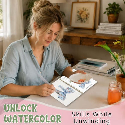 Floral Bow Watercolor Workbook, Pink Bow Painting Book with 12 Designs - Image 5