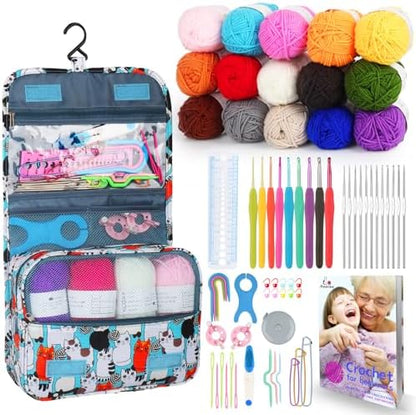Aeelike Crochet Kit for Beginners Adults, Complete Crochet Set, Blue Cat by Aeelikescrochetworld