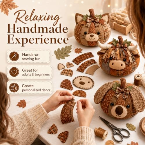 DIY Animal Pumpkin Sewing Kit, 12 Woodland Crafts for Adults (Hedgehog) - Image 6