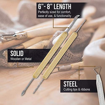 U.S. Art Supply Pottery & Clay Tools Set (14-Piece) - Image 5