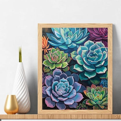 Natuyalo Paint by Numbers for Adults Beginner, Succulent Plants Acrylic Easy Paint by Numbers Kits Garden Landscape Craft Kits for Adults Suitable for Home Wall Decoration Flameless 16x20 Inch - Image 2