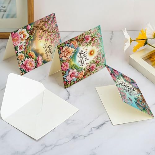 LazyFold 6Pcs DIY Diamond Art Painting Greeting Cards with Envelopes, Beautiful Scenery All Occasion Note Card Kit for Women, Handmade Thank You Birthday Friendship Cards Gift - Image 7