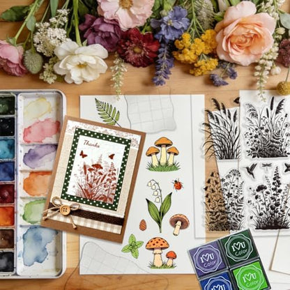 6Pcs Wildflower Clear Stamps for Card Making, 20 Ink Pad - Image 7