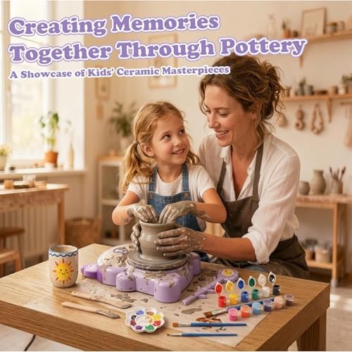 Unicorn Kids Pottery Wheel Kit with Air Dry Clay for Ages 6-14 Crafts - Image 4