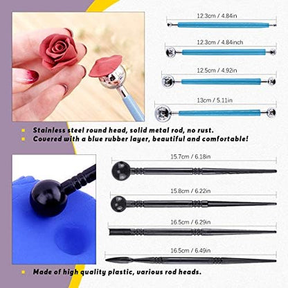 Swpeet 30Pcs Silicone Clay Sculpting Tool, Modeling Dotting Tool & Pottery Craft Ball Stylus Tool,Dotting Pottery Toolsfor Pottery Modeling, Smoothing Clay, Ceramics - Image 2