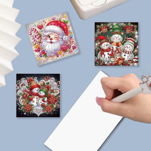 DIY Diamond Greeting Cards Set Christmas, 5D DIY Diamond Art Painting Greeting Card, DIY Christmas Card Making Kits for Family Friends Handmade Gift-#29-Christmas - Image 5