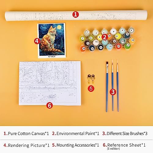 TUMOVO Abstract Cat and Starry Sky Paint by Numbers Craft Kit for Adults - Image 3