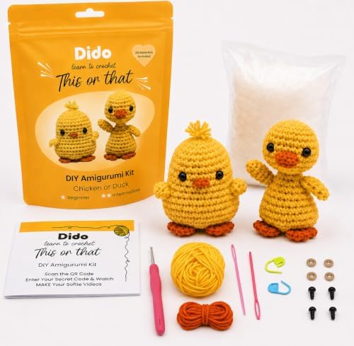 Crochet Kit for Beginners, Duck or Chicken Amigurumi Crochet Starter Kit by Unknown