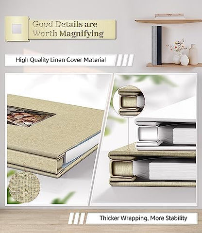 Artfeel Photo Album Self Adhesive Scrapbook Album for 3x5 4x6 5x7 8x10 Pictures,120 Pages Linen Cover with Display Window DIY Photo Book,Ideal Gifts for Family Travel Wedding Baby - Image 5