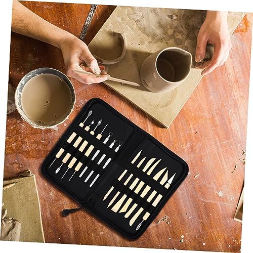HOMSFOU -in-1 Pottery Kit 14-in-1 Clay Tools Set Wooden Metal Sculpture Tools for Artistic Creation - Image 2