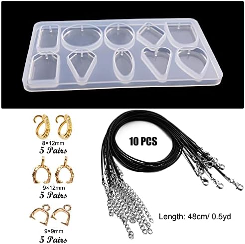 Yayatty Epoxy Resin Molds Kit, Gear Silicone Molds Geometry Pendant Jewelry Casting Resin Silicone Molds with Holes, Black Wax Rope and Pendant Buckle for Jewelry Making - Image 6