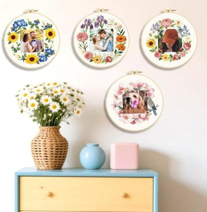 ORIGACH 4 Pack Floral Frame Embroidery Kits for Beginners - Image 7