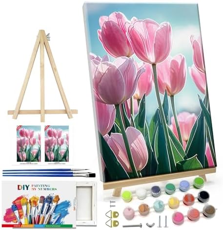 ATDMS Flowers Paint by Numbers Kit for Adults with Frame, 7.87x11.81 Inch by ATDMSDIY