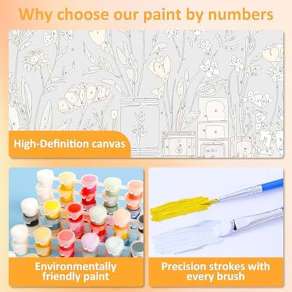 Framed Paint by Numbers Kit for Adults with Wooden Easel, Book, 16x16 inch - Image 5