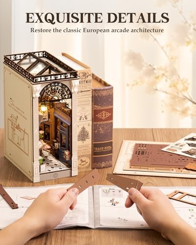 ROBOTIME DIY Book Nook Kits Dollhouse Room Bookstore Miniature House with LED Light 3D Wooden Puzzles for Adults Booknook Bookshelf Insert Decor Diorama Kit Unique Gifts（Arcade Dating） - Image 5