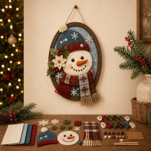DIY Felt Santa Head Wall Decor Kit, Hanging Christmas Ornament, Fabric by Unknown