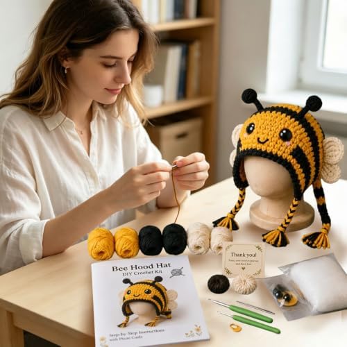 Fantasy Hood Hat DIY Crochet Kit Series for Beginners (Bee) - Image 5