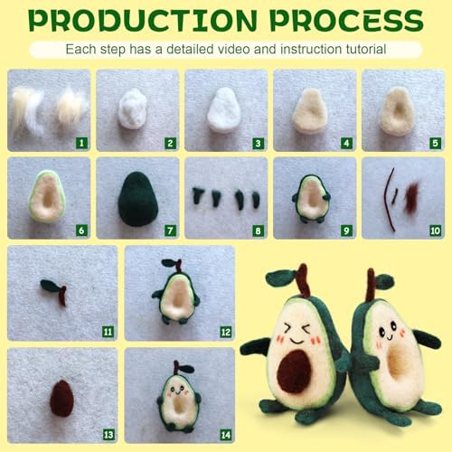 OEHPICC 2 Pcs Avocado Needle Felting Kit, Needle Felting Kits for Adults - Image 5