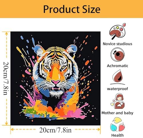 Mowana Framed Paint by Numbers Kit for Adults- 6 Pack Paint by Number for Adults Beginners, Painting Kits on Canvas Colorful Animal Paint by Numbers with Easel for Relaxing & Wall Decor 8x8 inches - Image 4
