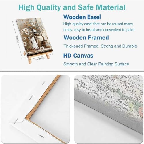 2Pack Flowers Paint by Numbers Kit for Adults Beginners, Floral in Tin Cans Adults Paint by Number Kits with framed-Wood Easel, DIY Acrylic Oil Painting by Numbers Crafts for Home Wall Decor 8X12 Inch - Image 5
