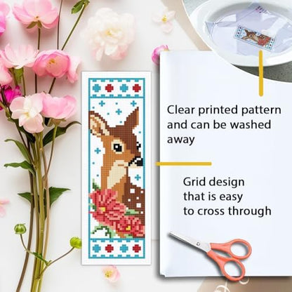 ORIGACH 6 Set Deer & Flower Cross Stitch Bookmark Kit for Beginner - Image 3