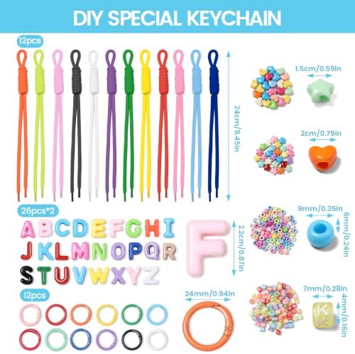 Paracord Acrylic Letter Beads 326 PCS DIY Bag Charms Keychain Making Kit - Image 2