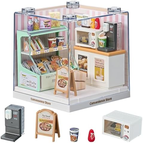 Miniature Convenience Store House DIY Kit, Mini Shop Scene by Qudify