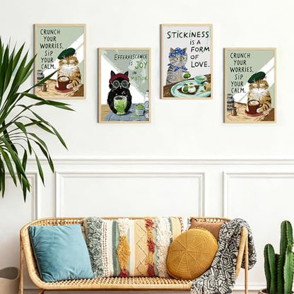 4 Pack Framed Paint by Numbers Kit for Adults Beginner with Wooden Easel, Funny Cat Easy Paint by Numbers with Frame, DIY Cute Animal Number Painting for Adults Canvas for Home Decor Gift 8x12 Inch - Image 3