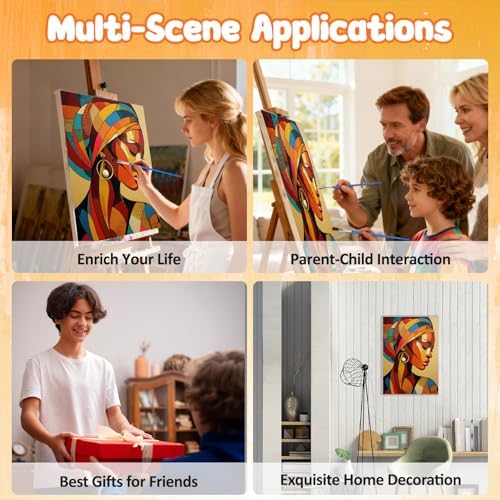 MAXBYE Framed Paint by Numbers Kit for Adults, Black Woman Canvas Painting by Number with Wooden Easel, DIY Acrylic Craft Art Kits with Tools for Beginners Gift Home Wall Decor 10×14 in - Image 7