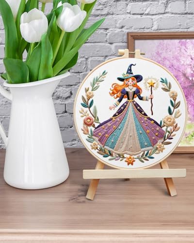 ERKOON Embroidery Kit for Beginners Adult, Cross Stitch Set Include Embroidery Cloth Hoops Threads for Craft Lover Hand Stitch with Embroidery Skill Techniques (White Witch) - Image 6