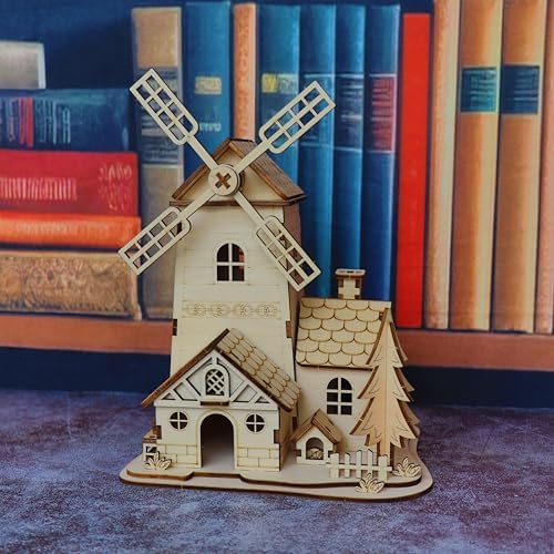 3D Wooden Puzzle Windmill Mill Design Model Kit, DIY Creative Assembly Building Set for Adults, Christmas - Image 6