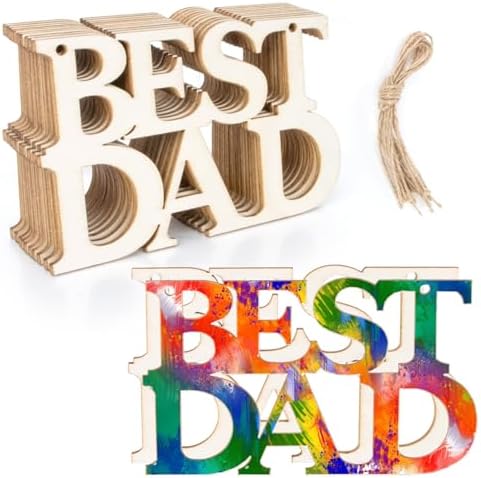 MAQIHAN Fathers Day Crafts Wooden Ornaments 20 Pcs - Best DAD Wood Cutouts by MaqiIhanCustomOfficial