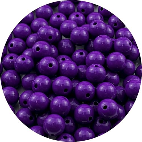 100pcs Acrylic Round Beads for Crafts 12mm Resin Candy Color Spacer Beads with Hole for Jewelry Making Sewing Crafts Decoration Necklaces Bracelets Earrings Supplies(Dark Purple) by Unknown