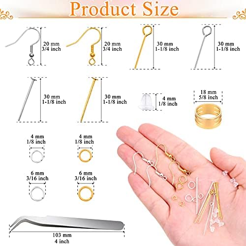 Hypoallergenic Earring Making Kit, modacraft 2000Pcs Earring Making Supplies Kit with Hypoallergenic Hooks, Earring Findings, Backs, Pins Jump Rings for Jewelry Making Supplies - Image 4