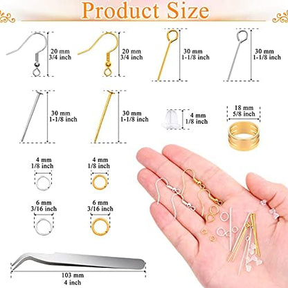 Hypoallergenic Earring Making Kit, modacraft 2000Pcs Earring Making Supplies Kit with Hypoallergenic Hooks, Earring Findings, Backs, Pins Jump Rings for Jewelry Making Supplies - Image 4
