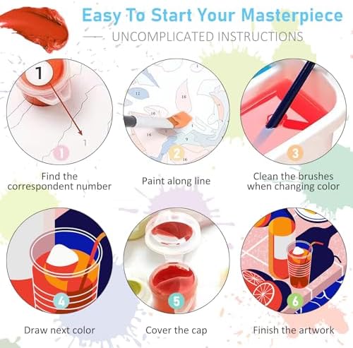 Offito 6 Pack Paint by Numbers Kit for Adults, Party, 10x14 Inch - Image 6