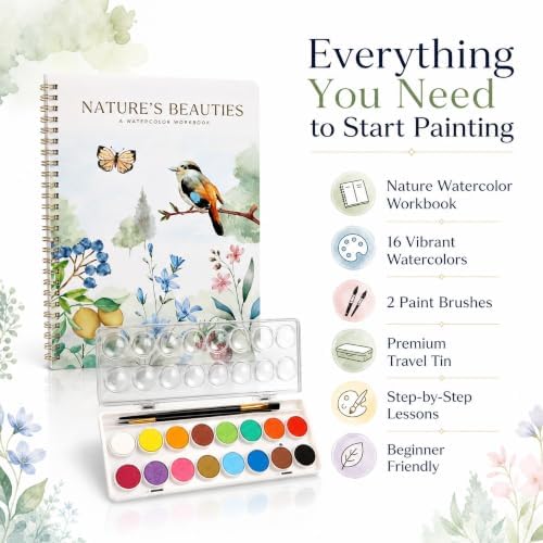 Beautiful Watercolor Paper Workbook Set for Beginners with Paint Included - Image 3