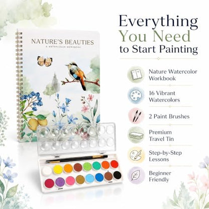 Beautiful Watercolor Paper Workbook Set for Beginners with Paint Included - Image 3
