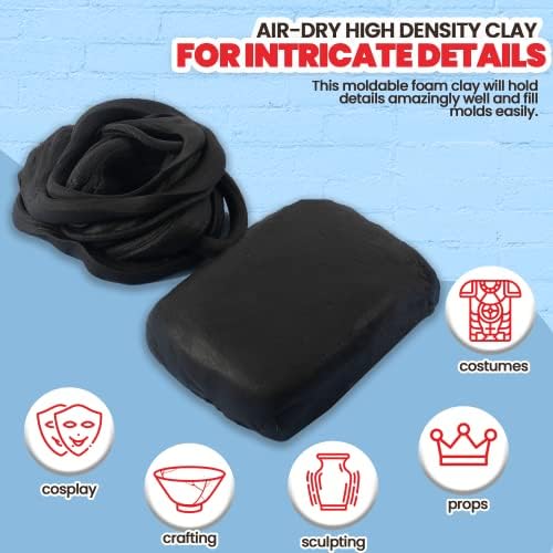 3.3 lbs Moldable Cosplay Foam Clay (Black) - Air-Dry High Density Clay for Intricate Designs - Dries Evenly Within 24-48 Hours - Sandable and Paintable Clay Foam - Image 5
