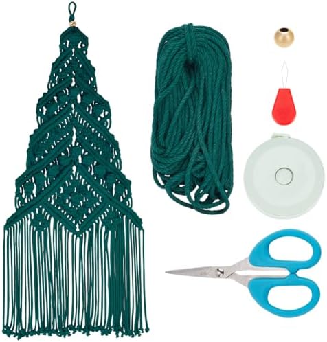 ORIGACH DIY Macrame Christmas Tree Large Wall Hanging kit Handmade Macrame Wall Hanging Kit for Beginners Adults with Step by Step Video Tutorial Instruction Dark Green Christmas Ornaments, 40x21inch - Image 2