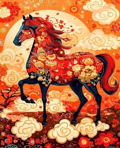 Paint by Numbers Kit for Adults Beginner, Horse Paint by Numbers Animal, DIY Easy Acrylic Watercolor Oil Painting Kit with Brushes, Arts and Crafts for Adult for Home Wall Decor, Gifts 28x38 in N-52 by Unknown