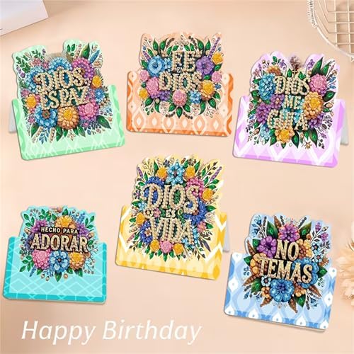 6 pack 3D Jesus Diamond Painting Greeting Cards Kit, Diamond Art Birthday Cards with Envelopes,DIY Thank You Card Making Craft for Adults,Handmade Greeting Card Supplies Gift Idea (Jesus) - Image 7